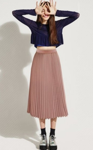 Kõrge vöökohaga vabaaja naiste plisseeritud seelik