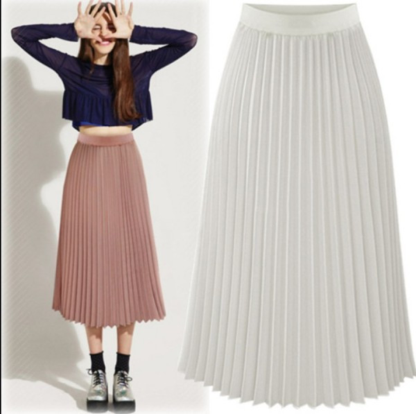 Kõrge vöökohaga vabaaja naiste plisseeritud seelik