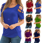 Περιστασιακή γυναικεία μπλούζα με κοντό μανίκι και γυμνά ώμους