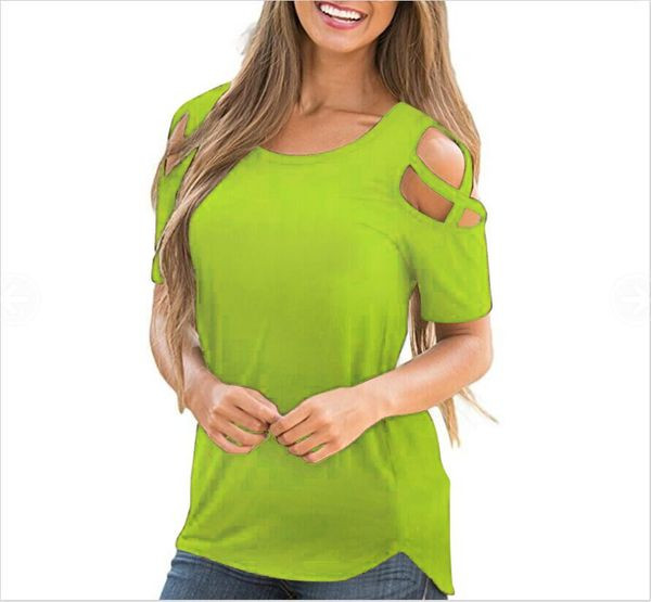 Περιστασιακή γυναικεία μπλούζα με κοντό μανίκι και γυμνά ώμους