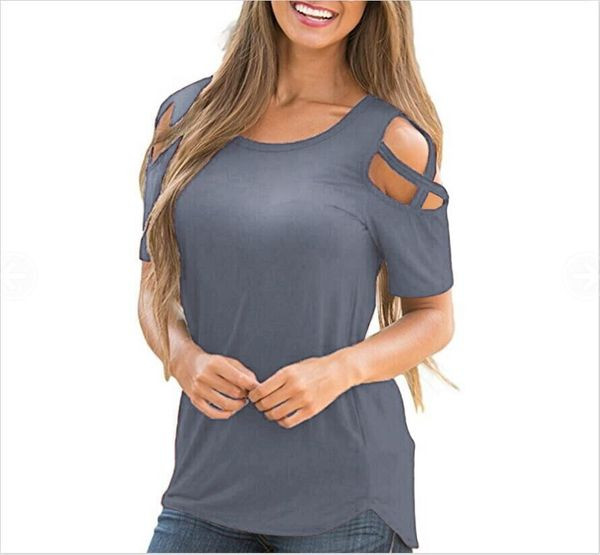 Περιστασιακή γυναικεία μπλούζα με κοντό μανίκι και γυμνά ώμους