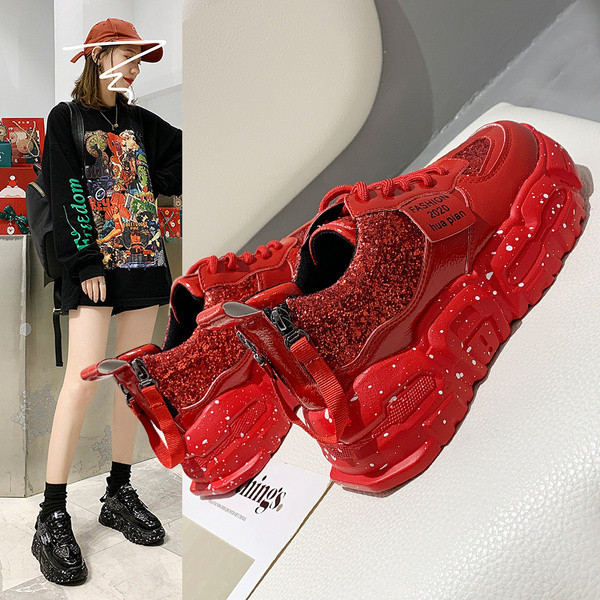 UUS Mudel naiste moodsad tossud läikivate osakeste ja kõrge tallaga