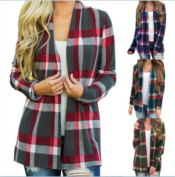 Dnevni ženski karirani prsluk bez kopčanja