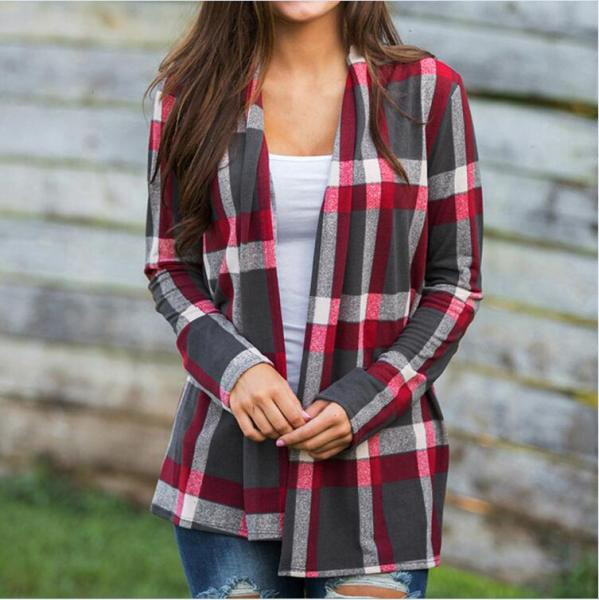 Dnevni ženski karirani prsluk bez kopčanja