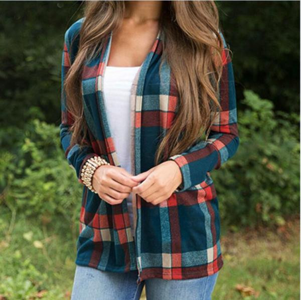 Dnevni ženski karirani prsluk bez kopčanja