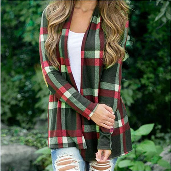 Dnevni ženski karirani prsluk bez kopčanja