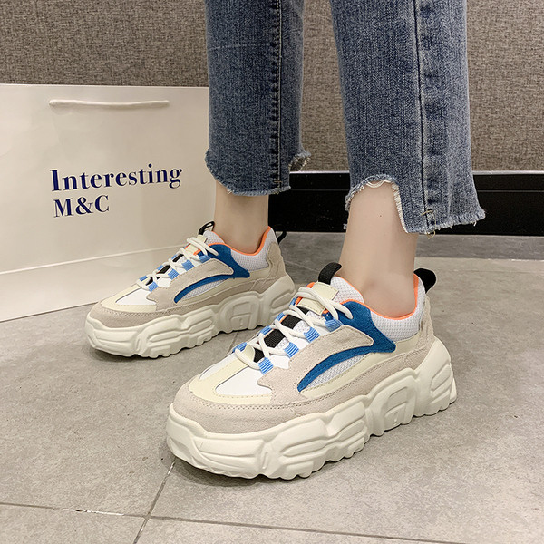 Moderne ženske tenisice u više boja s visokim grubim potplatom