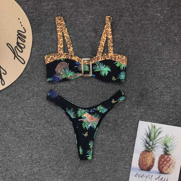 Γυναικεία μαγιό μπικίνι με λουριά και πλαστική πόρπη