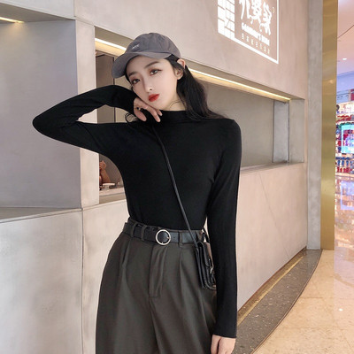 Lezser őszi női blúz kerek nyakkivágással