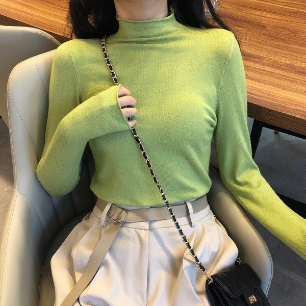 Lezser őszi női blúz kerek nyakkivágással