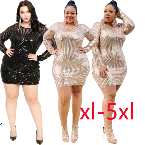 Elegantna ženska kratka haljina sa šljokicama, ovalnog izreza i dugih rukava