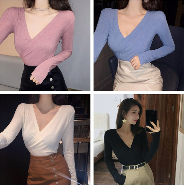 Elegantna ženska jesenska bluza s dubokim V izrezom