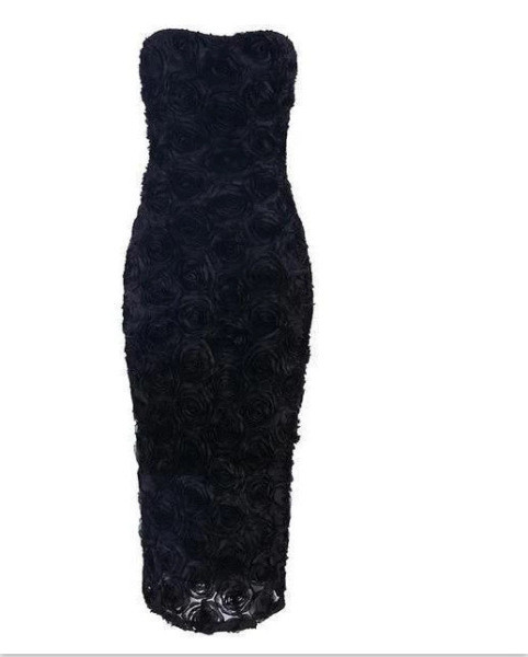 Стилна дамска дълга рокля без презрамки 