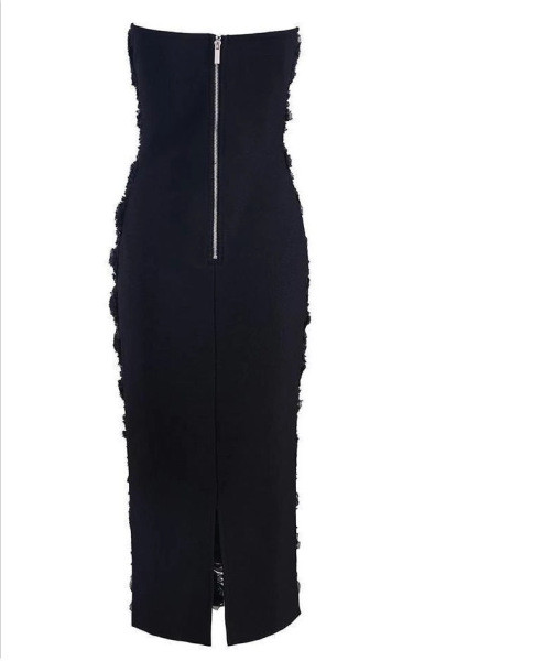 Стилна дамска дълга рокля без презрамки 