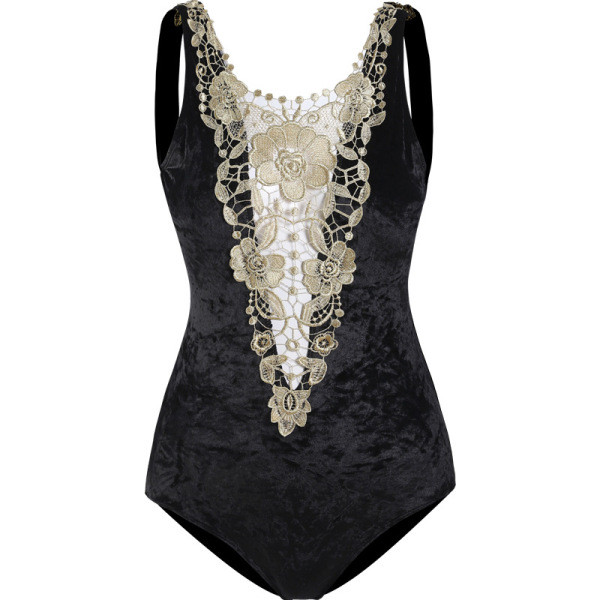 Stiilne täissametist ujumistrikoo pitsi ja palja seljaga