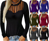 Női alkalmi blúz O-nyakú és hosszú ujjú