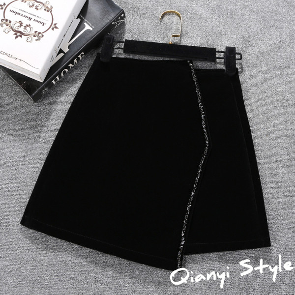 Naiste kõrge vöökohaga sametseelik - retro stiilis