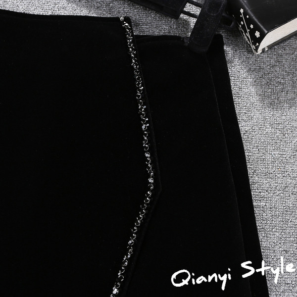 Naiste kõrge vöökohaga sametseelik - retro stiilis