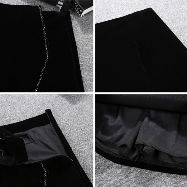 Naiste kõrge vöökohaga sametseelik - retro stiilis