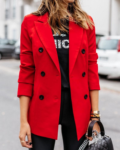 Модерно дамско сако с копчета и 3/4 ръкав