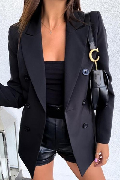 Модерно дамско сако с копчета и 3/4 ръкав