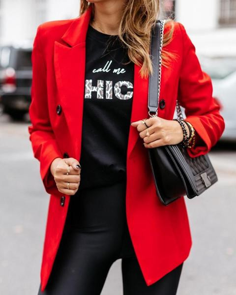 Модерно дамско сако с копчета и 3/4 ръкав