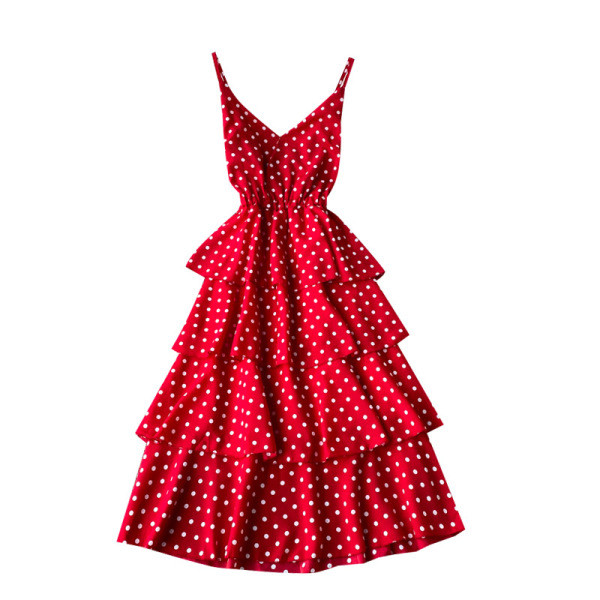 Moodne naiste kleit õhukeste rihmadega ja spitsikaelusega südametes