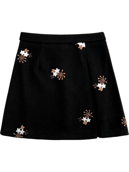 Moodne kõrge vöökoha ja tikandiga naiste seelik