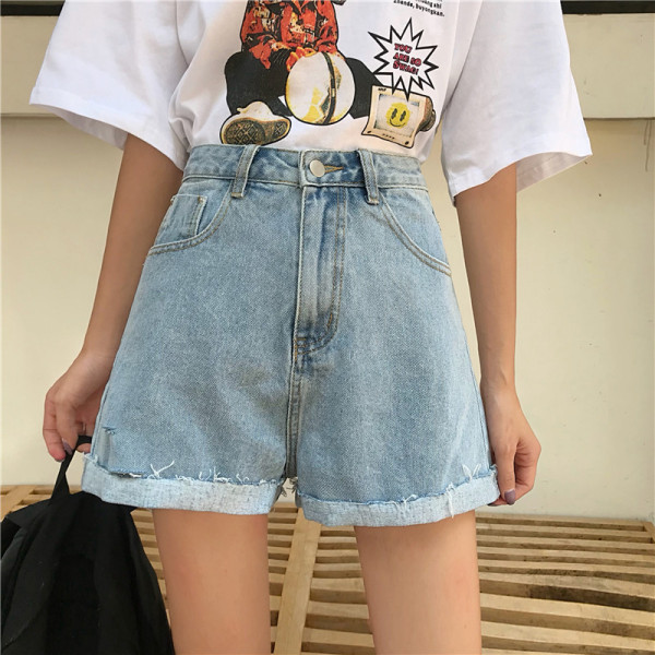 Uus mudel naiste lühikeste pükste vöö ja rebenenud motiividega