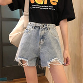 Модерни къси дамски панталони със скъсани мотиви и висока талия