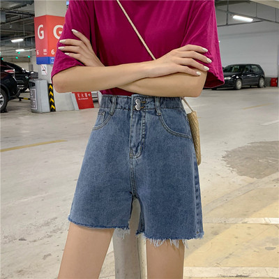 Tavaszi női rövidnadrág magas derékkal, szakadt motívumokkal