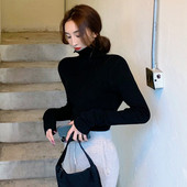 Kõrge kraega vabaaja naiste pluus velvetist jerseyst