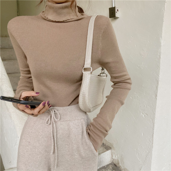 Kõrge kraega vabaaja naiste pluus velvetist jerseyst