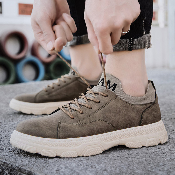 Мъжки маратонки от еко кожа с връзки и равна подметка