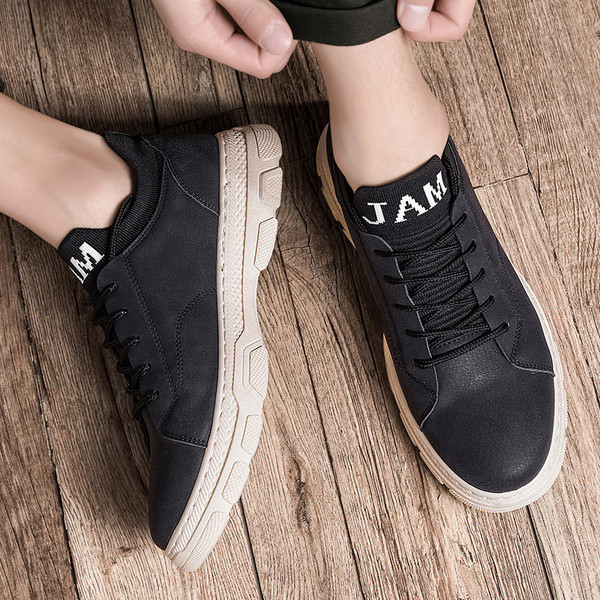 Мъжки маратонки от еко кожа с връзки и равна подметка