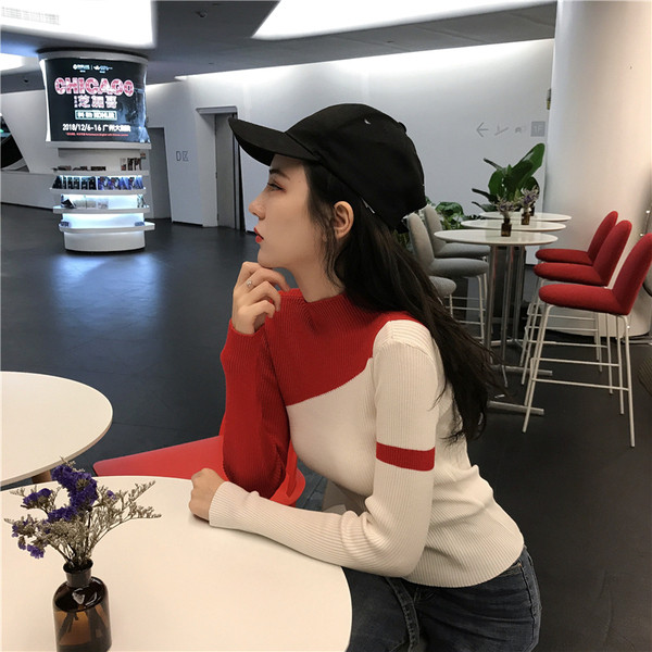 Liibuv naiste kahetooniline velvetist trikoo pluus madala kraega kaelas