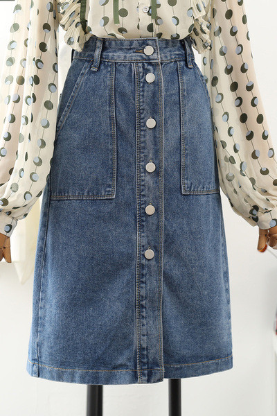 Uus mudel naiste teksaseelik nööpide ja taskutega