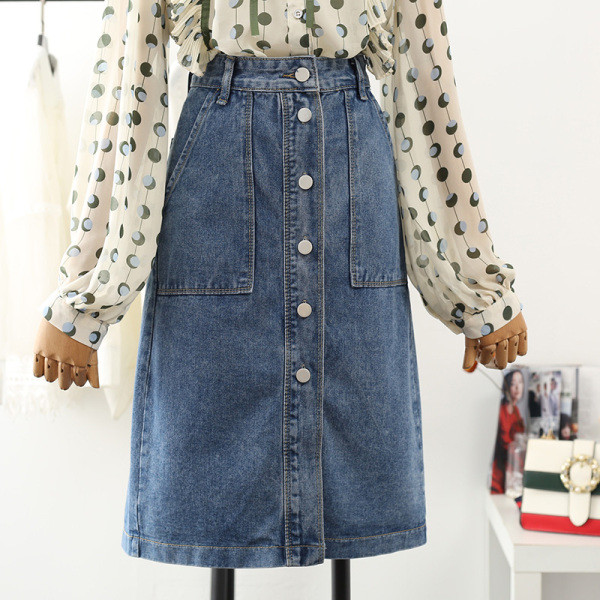 Uus mudel naiste teksaseelik nööpide ja taskutega