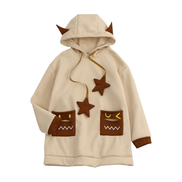 Naiste talvepikk dressipluus kapuutsi, taskute ja 3D elementidega