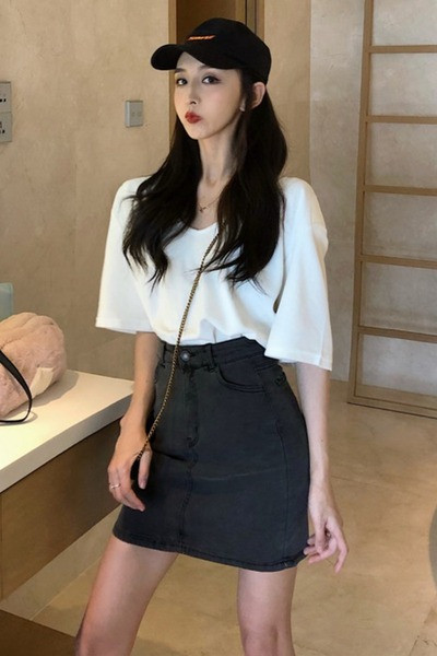 Naiste kõrge vöökohaga teksaseelik