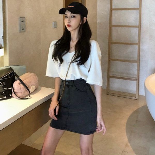 Naiste kõrge vöökohaga teksaseelik