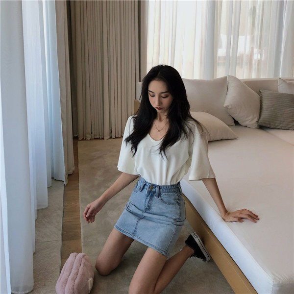 Naiste kõrge vöökohaga teksaseelik