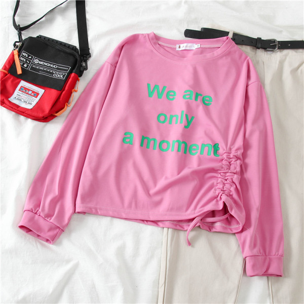 Naiste igapäevane kaheosaline komplekt - pluus kirjaga ja püksid vööga