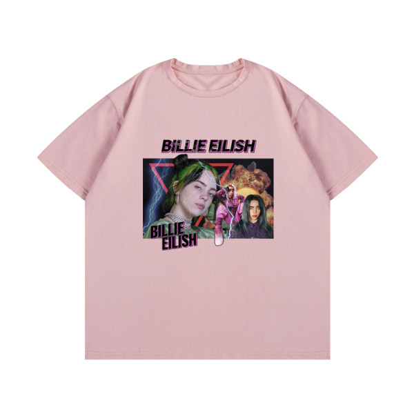 Modern póló rövid ujjal és ovális nyakkivágással, Bilie Eilish rátéttel