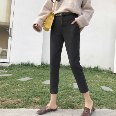 Vabaaja naiste kevadpüksid kõrge vöö ja vööga