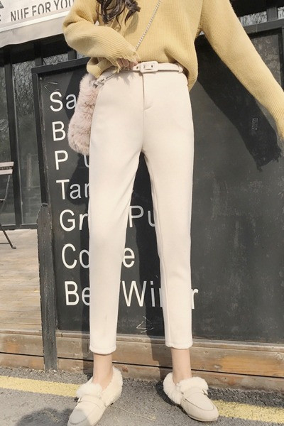 Vabaaja naiste kevadpüksid kõrge vöö ja vööga