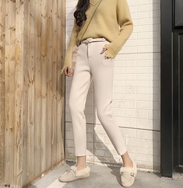 Vabaaja naiste kevadpüksid kõrge vöö ja vööga