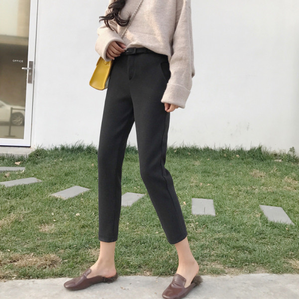 Vabaaja naiste kevadpüksid kõrge vöö ja vööga