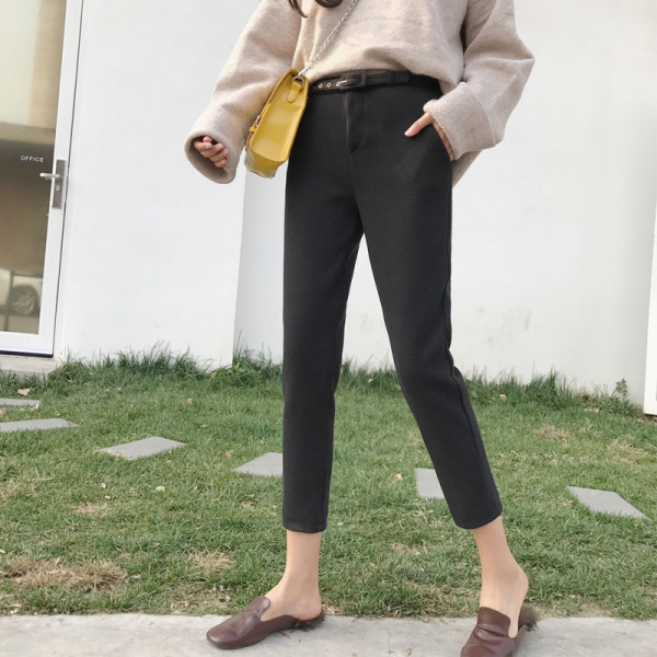 Vabaaja naiste kevadpüksid kõrge vöö ja vööga