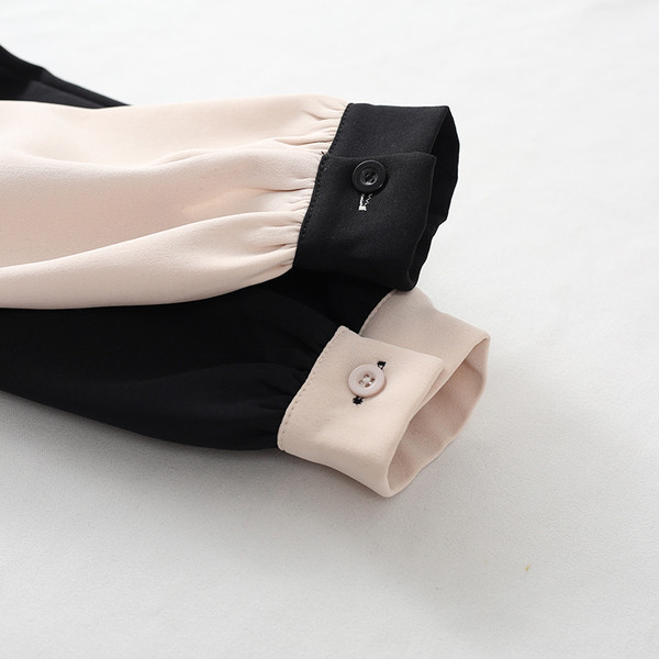 Modern női ing kerek nyakkivágással, gombokkal és hosszú ujjakkal